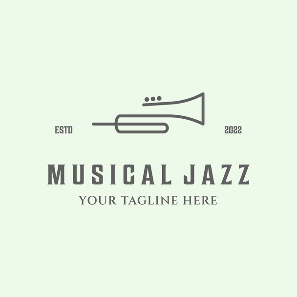 icon trumpet line art logo design minimalist illustration or musical - Vector, Image