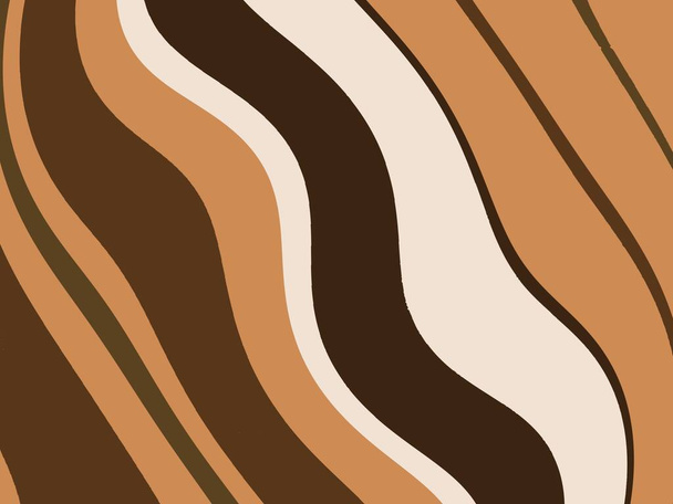 curved patterns in shades of dark milk brown and white chocolate on a plain beige background as a cross section - Foto, imagen