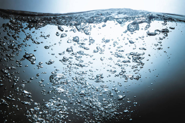 Bubbles Float Up Under Water. Freshness Pure Water Splashing - Photo, Image