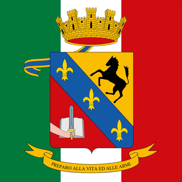 Coat of arms of the "Nunziatella", Naples, military school, Italian army, vector illustration - Vector, Image
