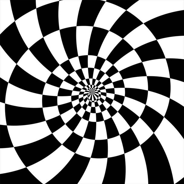 Schwarz-weißer Hintergrund der optischen Illusion von Tiefe in flachem Stil für Druck und Design.. - Vektor, Bild