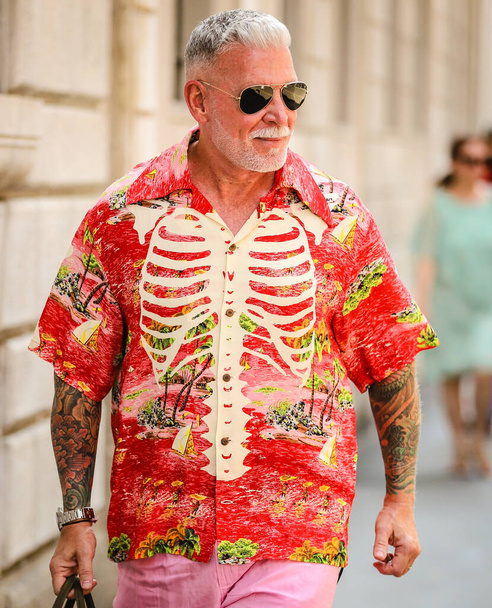 MILAN, Italy- June 20 2022: Nick Wooster on the street in Milan. - Photo, Image