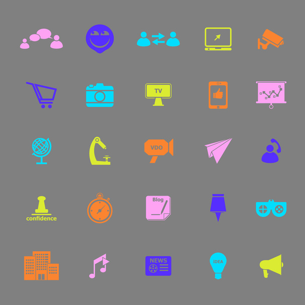 Medios de comunicación iconos de color de marketing sobre fondo gris
 - Vector, Imagen