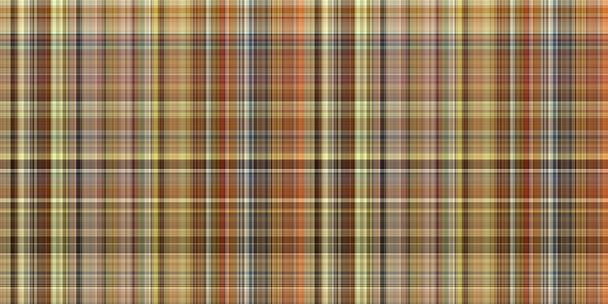 Woodland brown tartan seamless border textile. Tonal autumnal forest plaid with organic texture. banner of orange stripe for rough washi tape - Photo, Image