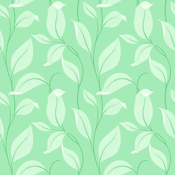Luxury seamless pattern with striped leaves. Elegant floral background in minimalistic linear style. Trendy line art design element. Vector illustration. - Vector, afbeelding