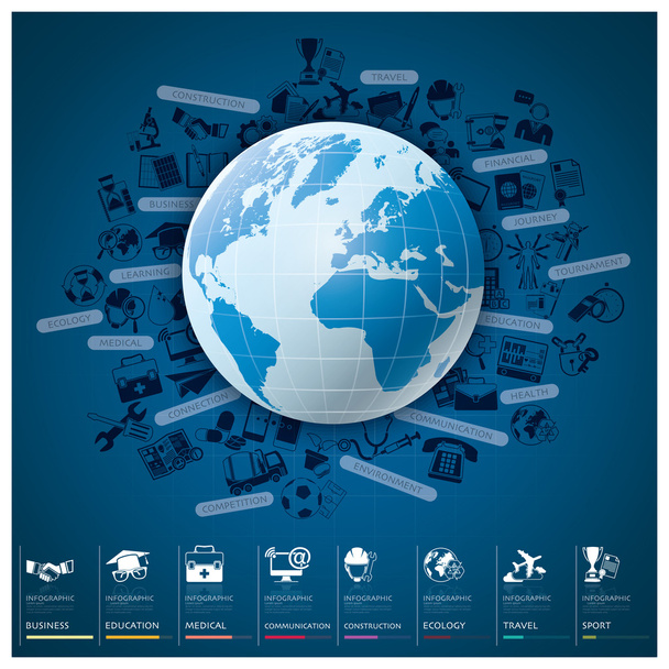 Global Index Infographic With Icon Set Chart Design - Vektor, kép
