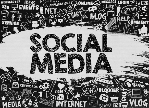 Sociální média, design pozadí sociálních médií - Fotografie, Obrázek
