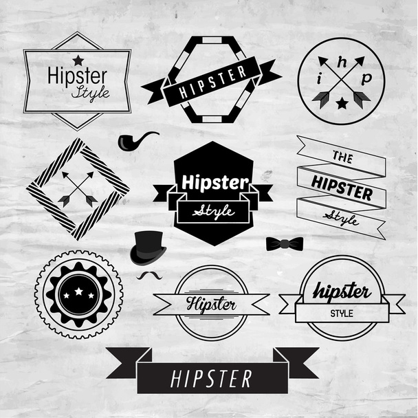 Hipster etiket ve rozet simge vektör tasarımı - Vektör, Görsel