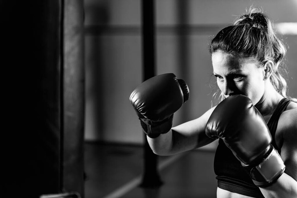 Woman on boxing training  - Photo, image