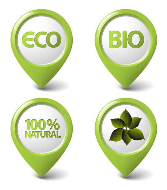 Set of green organic, natural, eco, bio food tags - Vektor, kép