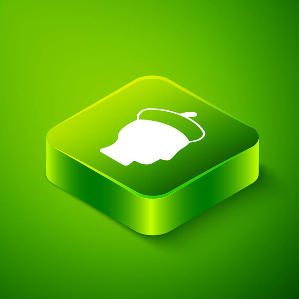 Isometric French man icon isolated on green background. Green square button. Vector - Vector, Image