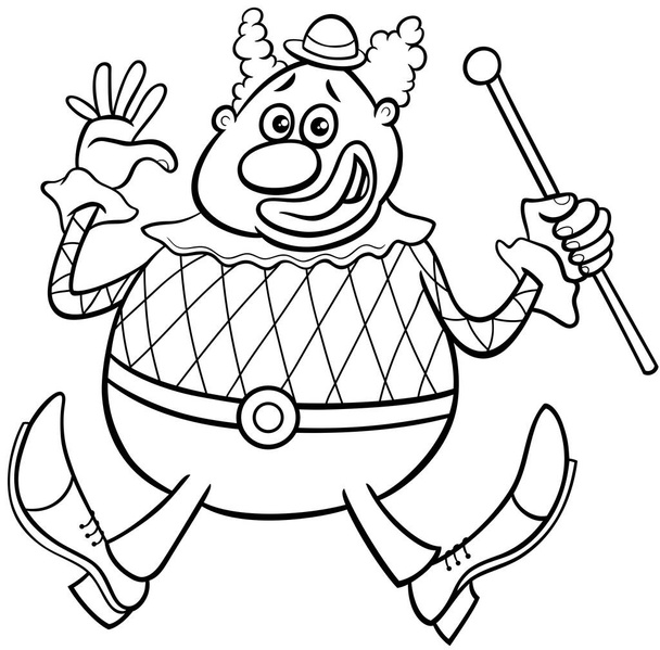 Black and white cartoon illustration of funny circus clown comic character coloring page - Vektor, obrázek