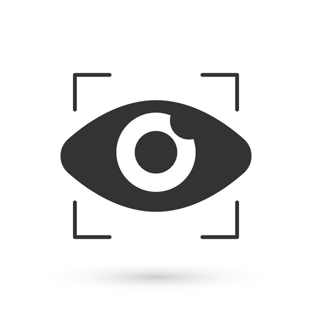 Icône d'oeil électronique Big Brother gris isolé sur fond blanc. Technologie de surveillance mondiale, systèmes informatiques et sécurité des réseaux. Vecteur - Vecteur, image