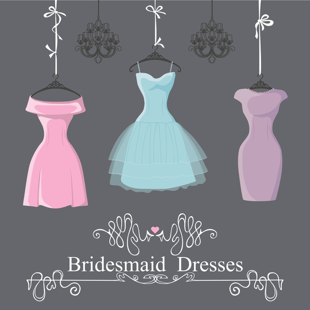 Three short bridesmaid dresses - Fotoğraf, Görsel