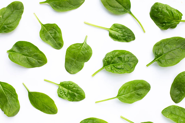 Spinach leaves on white background. - Photo, Image