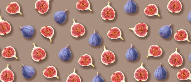 Many fig fruit on brown background. Pattern fro design - Photo, Image
