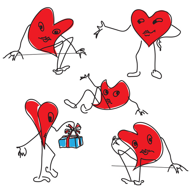 Emotional stylized hearts - Vector, Image