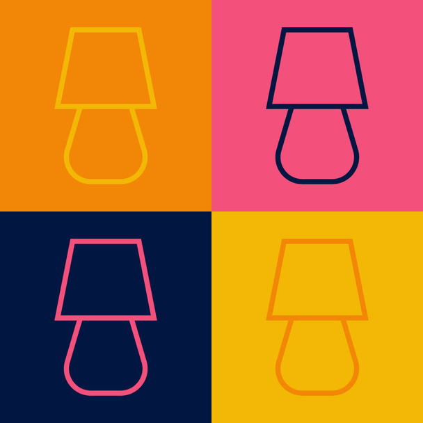 Pop-Art-Linie Tischlampensymbol isoliert auf farbigem Hintergrund. Vektor - Vektor, Bild