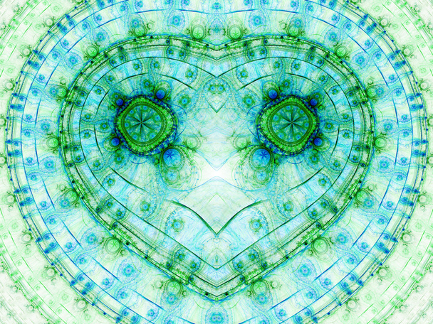 Water thema fractal hart, valentine's day motief, digitale kunst voor creatieve grafisch ontwerp - Foto, afbeelding