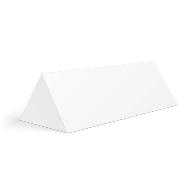 Yiyecek, hediye ya da diğer ürünler için sahte beyaz karton üçgen kutu paketi. Beyaz arka planda izole edilmiş bir resim. Tasarımınız için şablonu hazırlayın. Ürün Paketleme Vektörü EPS10 - Vektör, Görsel