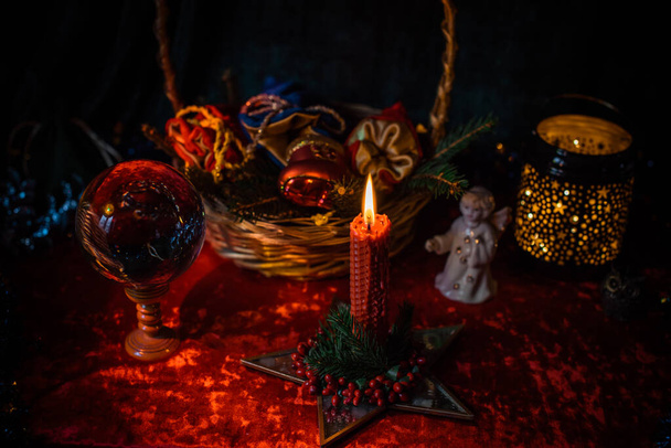 Mystical Holidays atmosphere, Xmas aesthetic, positive winter vibe, decoration for home - Photo, Image