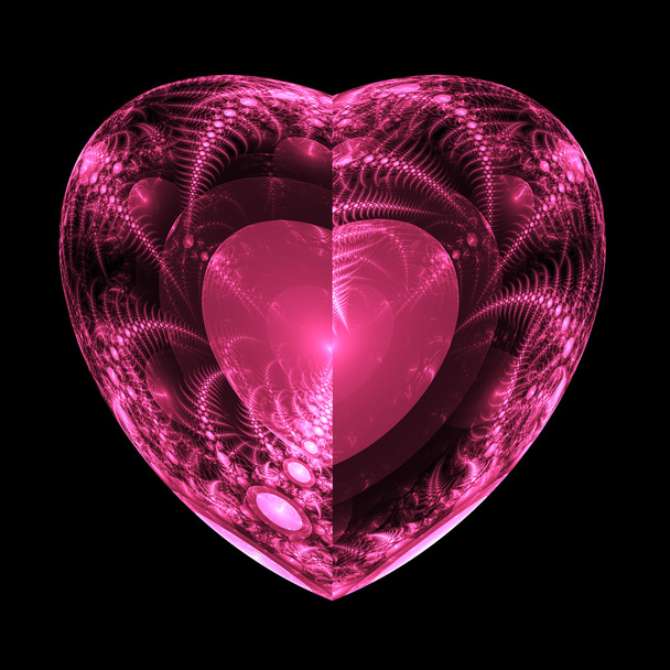 Corazón fractal aislado rosa vivo, obra de arte digital para el diseño gráfico creativo
 - Foto, Imagen