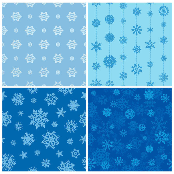 Vector collection of seamless backgrounds with snowflakes - Wektor, obraz