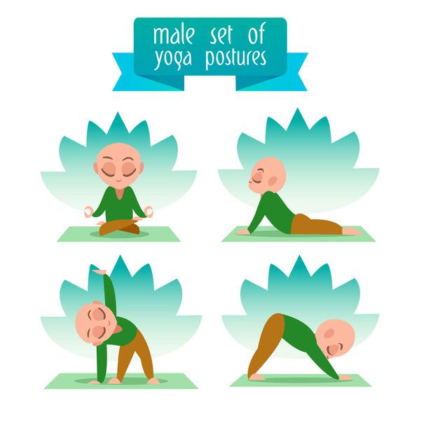 A set of flat icons yoga poses. - Vector, Image