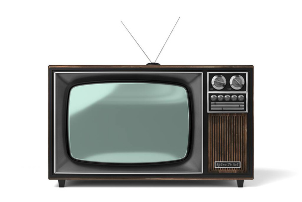 Vintage, aparelho de televisão retro isolado em fundo branco - ilustração 3D - Foto, Imagem