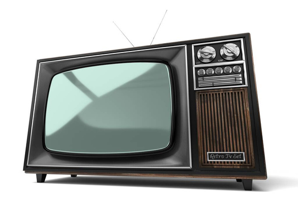 Vintage, ρετρό τηλεόραση που απομονώνονται σε λευκό φόντο - 3D εικονογράφηση - Φωτογραφία, εικόνα