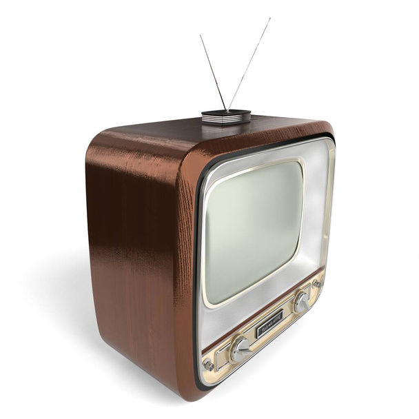 Vintage, aparelho de televisão retro isolado em fundo branco - ilustração 3D - Foto, Imagem