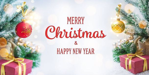 Merry Christmas and Happy New Year, Holidays greeting card background. Selective focus. - Photo, Image