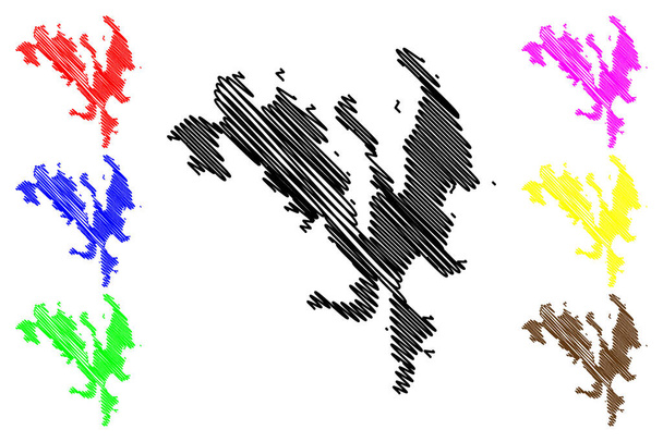 Naru sziget (Japán, Kelet-Ázsia, Japán szigetvilág, Goto-szigetek) térkép vektor illusztráció, firka vázlat Narushima térkép - Vektor, kép