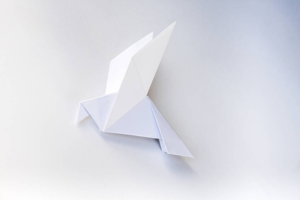Origami pomba de papel isolado em um fundo branco em branco. - Foto, Imagem