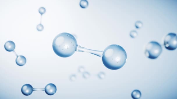 Moléculas con fondo azul, representación 3d. - Metraje, vídeo
