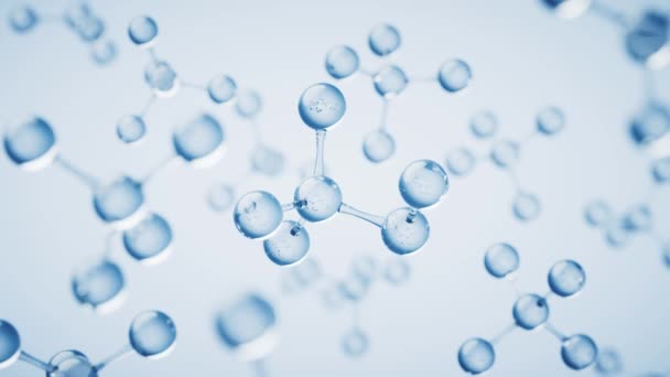 Moléculas con fondo azul, representación 3d. - Imágenes, Vídeo