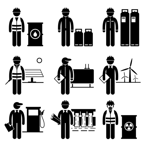 Commodities Energy Fuel Power Stick Figure Pictogram Icons - Vector, Image