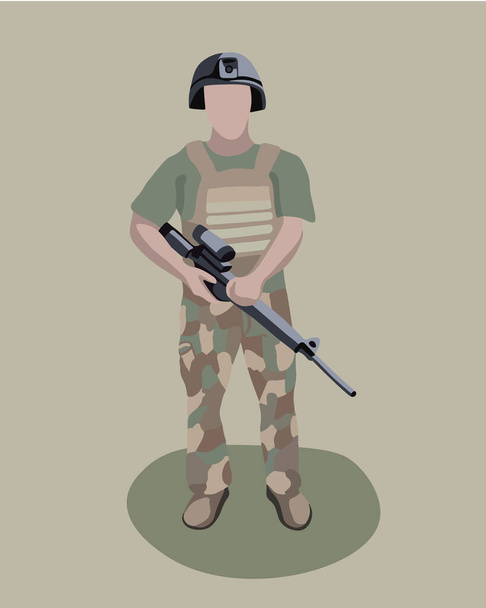 Векторна ізольована ілюстрація військового з пістолетом
. - Вектор, зображення
