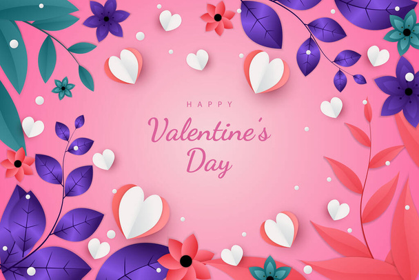Happy valentine's day background with paper cut style - Vektor, Bild