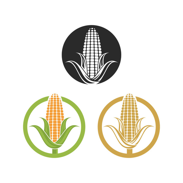 Modello di disegno piatto del vettore di illustrazione logo del mais - Vettoriali, immagini