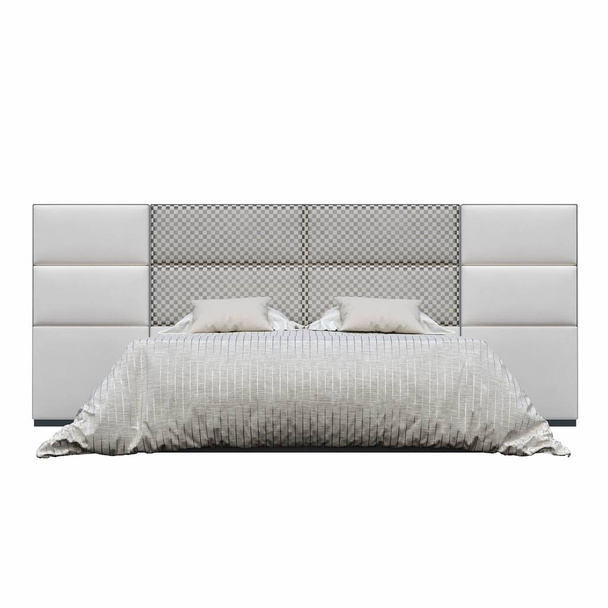 кровать изолированная на белом фоне, внутренняя мебель, 3D иллюстрация - Фото, изображение