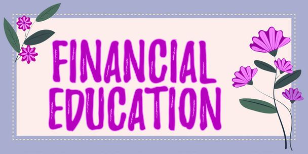 Mali Eğitim, Kavram, Finans ve Yatırım gibi parasal alanları anlama gelen tabela - Fotoğraf, Görsel