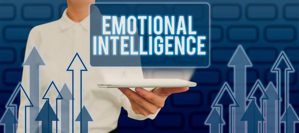 Sign displaying Emotional Intelligence, Word for capacity to be aware of, control, one s is emotions - Photo, Image