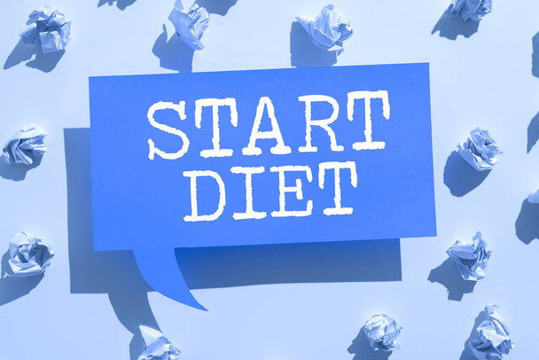 Handschrift Text Start Diet, Business-Konzept die Praxis des Essens von Lebensmitteln in einer geregelten und überwachten Weise - Foto, Bild