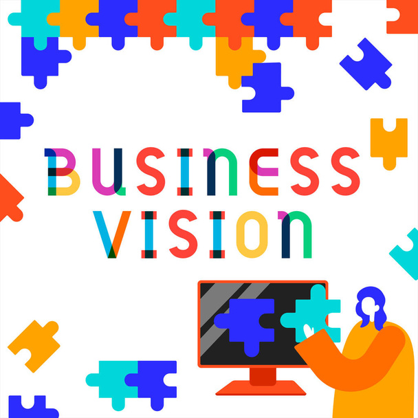 ビジネスビジョンを示すテキストキャプション、組織が達成したいことのビジネスコンセプトの説明 - 写真・画像