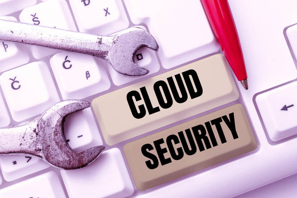 Tekst pokazujący inspirację Cloud Security, Word Written on Imposing a secure system of existing data in the Internet - Zdjęcie, obraz