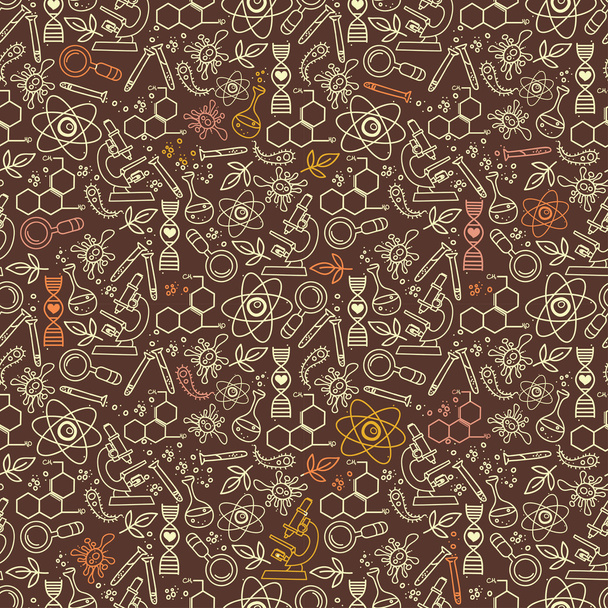Seamless pattern for science in hand drawn doodle style - Вектор, зображення