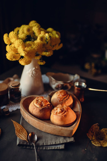 festive sweet pastries, festive dinner, homemade food, pastry product - Foto, Imagem