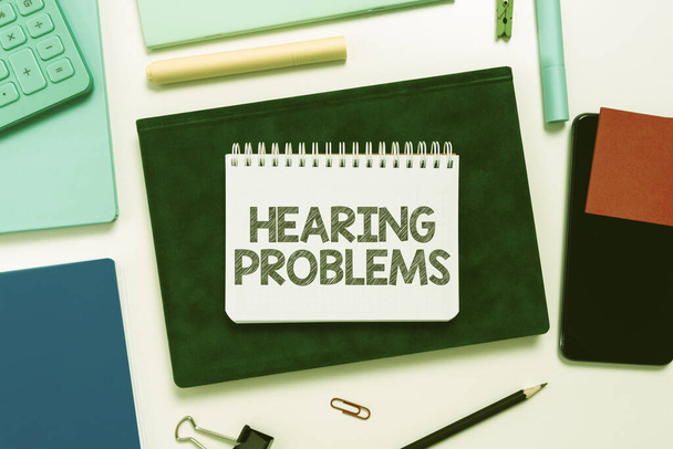 Inspiração mostrando sinais Problemas Auditivos, Palavra Escrita sobre incapacidade parcial ou total de ouvir Deficiência auditiva - Foto, Imagem