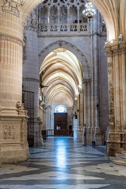 Interior of the Burgos Cathedral in Castilla y Leon, Spain. Unesco World Heritage Site. Erected on top a Romanesque temple, the cathedral was built following a Norman French Gothic model. - Photo, image